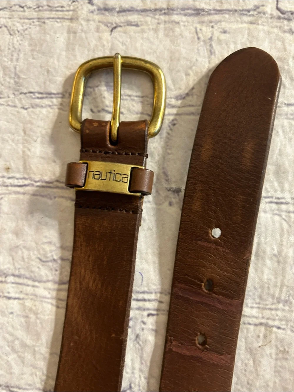NAUTICA BROWN LEATHER GOLD TONE HARDWARE & VEGAN REVERSIBLE BLACK &BROWN BELTS